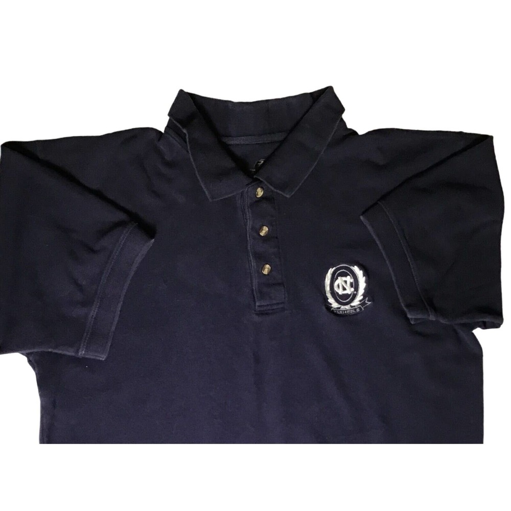 Vintage 90s Mens 2XL UNC Tar Heels Navy Polo Active Knights Athl. Retro Y2K NCAA